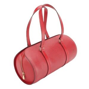 authenticated Louis Vuitton red EPI NWOT cylinder bag. Soufflot. With COA!